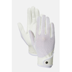 Guantes de equitación Horze Ally de malla Blanco brillante