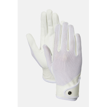 Guantes de equitación Horze Ally de malla Blanco brillante