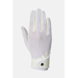 Guantes de equitación Horze Ally de malla Blanco brillante