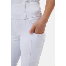 Pantalón híbrido Horze Young Rider Anya full grip Blanco brillante