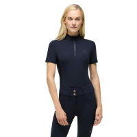 Camiseta de entrenamiento Tommy Hilfiger Equestrian Palma 1/4 Zip para mujer de manga corta Cielo del desierto Azul