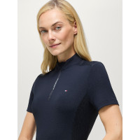 Camiseta de entrenamiento Tommy Hilfiger Equestrian Palma 1/4 Zip para mujer de manga corta Cielo del desierto Azul