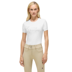 Camiseta de manga corta con strass Tommy Hilfiger Equestrian Malibu para mujer Blanco óptico