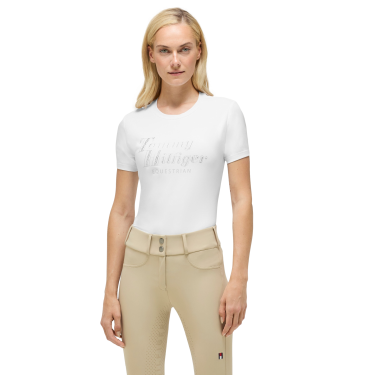 Camiseta de manga corta con strass Tommy Hilfiger Equestrian Malibu para mujer Blanco óptico