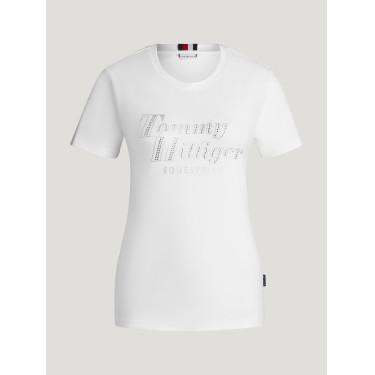 Camiseta de manga corta con strass Tommy Hilfiger Equestrian Malibu para mujer Blanco óptico