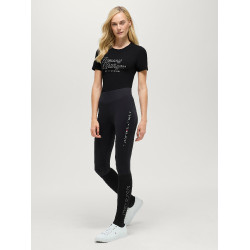Camiseta de manga corta con strass Tommy Hilfiger Equestrian Malibu para mujer Negro
