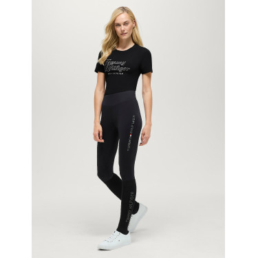 Camiseta de manga corta con strass Tommy Hilfiger Equestrian Malibu para mujer Negro Camiseta de manga corta con strass Tommy Hilfiger Equestrian Malibu para mujer Negro