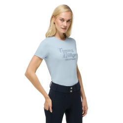 Camiseta de manga corta con strass Tommy Hilfiger Equestrian Malibu para mujer Azul Sweet