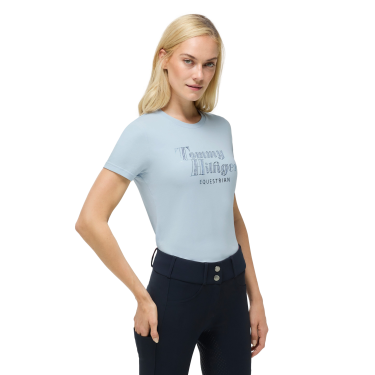 Camiseta de manga corta con strass Tommy Hilfiger Equestrian Malibu para mujer Azul Sweet