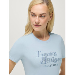 Camiseta de manga corta con strass Tommy Hilfiger Equestrian Malibu para mujer Azul Sweet