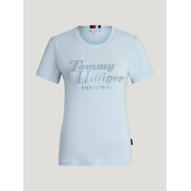 Camiseta de manga corta con strass Tommy Hilfiger Equestrian Malibu para mujer Azul Sweet