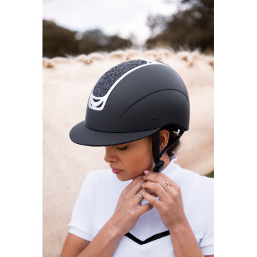 Casco de equitación adorno de cristal Horze Arix II Negro / negro