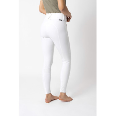Pantalón de equitación con refuerzos Grip Horze Grand Prix Pro para mujer Blanco / azul turquesa