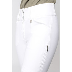 Pantalón de equitación con refuerzos Grip Horze Grand Prix Pro para mujer Blanco / azul turquesa