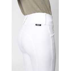 Pantalón de equitación con refuerzos Grip Horze Grand Prix Pro para mujer Blanco / azul turquesa
