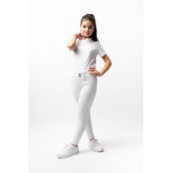 Pantalones de Montar con AsientoCompleto de Silicona para Niños Grand Prix Horze Blanco