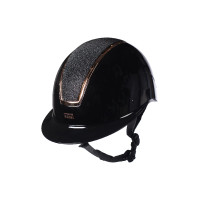 Casco HKM Lady Shield brillante Negro / oro rosado