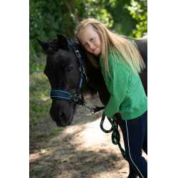 Cuerda de manejo HKM Maui con mosquetón Azul oscuro / verde Multicolor