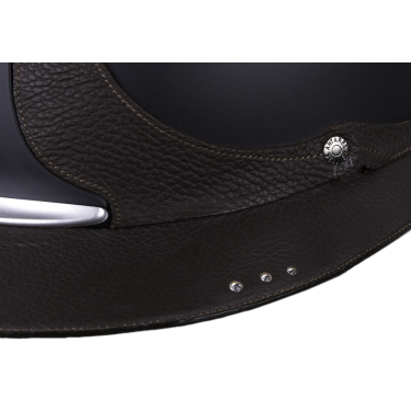 Casco Antares Origin Referencia visera Eclipse Swarovski Negro / cuero marrón Casco Antares Origin Referencia visera Eclipse Swarovski Negro / cuero marrón