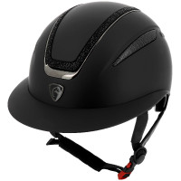 Casco EQUITHEME Agris visera ancha Negro brillante celeste