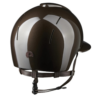 Casco Kep Smart Nova metal pulido marrón star visera polo