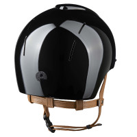Casco Kep Smart Nova metal pulido negro estrella negro correa de mentón beige visera polo