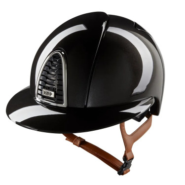 Casco Kep Cromo 2.0 shine negro visera polo Barboquejo beige
