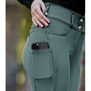 Pantalón de equitación ELT Mathilda Glam de talle alto Verde pino