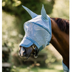 Máscara anti-moscas Horseware Rambo Plus Azul jaspeado / azul / plateado