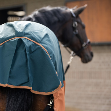 Manta de exterior Imperial Riding Customized 400 g con cuello Verde oscuro / zorro Manta de exterior Imperial Riding Customized 400 g con cuello Verde oscuro / zorro