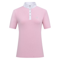 Polo de concurso de manga corta Imperial Riding Basic glam para mujer Algodón de azúcar Rosa
