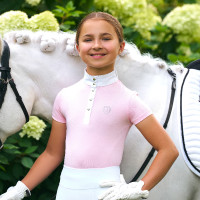 Polo de concurso de manga corta Imperial Riding Basic glam Kids Algodón de azúcar Rosa