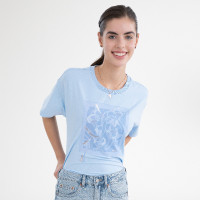 Camiseta de manga corta HV Polo Jenny para mujer Azul empolvado