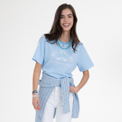 Camiseta de manga corta HV Polo Natalie para mujer Azul empolvado