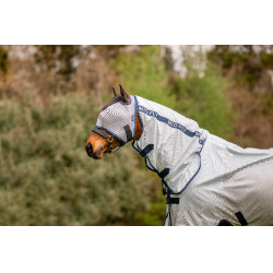 Máscara antimoscas Horseware Mio sin orejas Gris lunar / marino Marr&amp;amp;amp;oacute;n