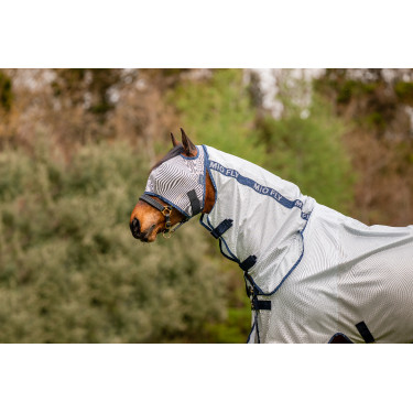 Máscara antimoscas Horseware Mio sin orejas Gris lunar / marino Marr&amp;amp;amp;oacute;n