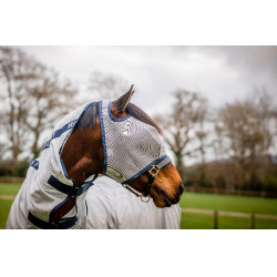 Máscara antimoscas Horseware Mio sin orejas Gris lunar / marino Marr&amp;amp;amp;oacute;n