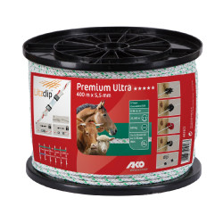 Cuerda de cercado Premium Ultra AKO Blanco / verde