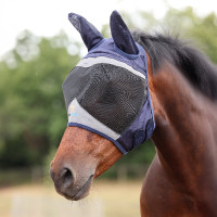 Máscara antimoscas Shires FlyGuard Pro de malla fina con orejas Marino Azul marino