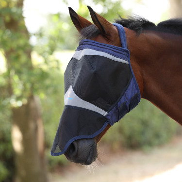 Malla antimoscas Shires FlyGuard Pro de malla fina sin orejas con nariz Marino Azul marino