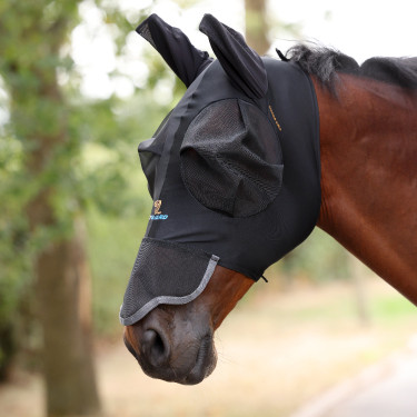 Máscara antimoscas extensible Shires FlyGuard Pro con orejas y nariz Jais
