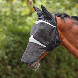 Máscara antimoscas Shires FlyGuard Pro de malla fina con orejas y nariz cuadrada Jais