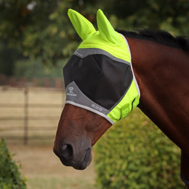 Máscara antimoscas Hi-Viz Shires FlyGuard Pro de malla fina con orejas Amarillo