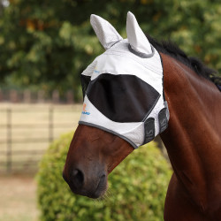 Máscara antimoscas Shires FlyGuard Pro Sun Shade con orejas Blanco