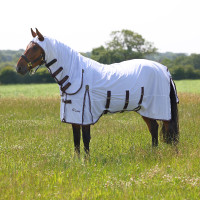Manta antimoscas integral Shires Highlander Plus Blanco / negro cereza