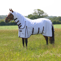 Manta antimoscas integral Shires Highlander Plus Blanco / negro cereza