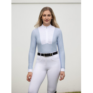 Polo de concurso LeMieux de manga larga Arielle para mujer Niebla Azul