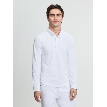 Polo de concurso LeMieux de manga larga para hombre Blanco