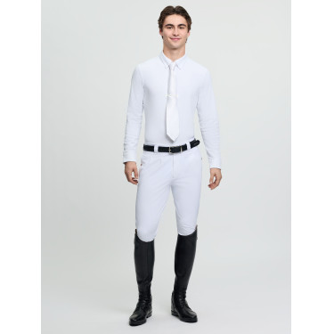 Polo de concurso LeMieux de manga larga para hombre Blanco