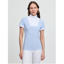 Polo de concurso LeMieux plisado de manga corta Sophia para mujer Niebla Azul Polo de concurso LeMieux plisado de manga corta Sophia para mujer Niebla Azul